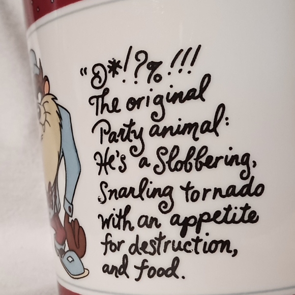 Vintage -TAZ. Looney Tunes Taz Party Animal Mug. 1992 Warner Bros. Studio Store. - Picture 3 of 15